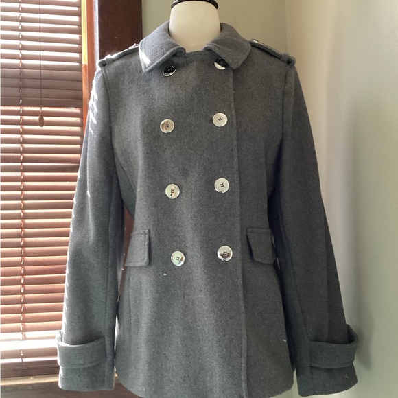 Calvin Klein Jackets & Blazers - Calvin Klein Charcoal Double-Breasted Pea Coat Jacket Size 8